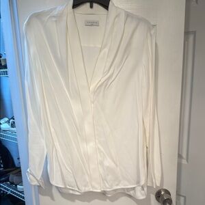 Sandro White Draped Blouse